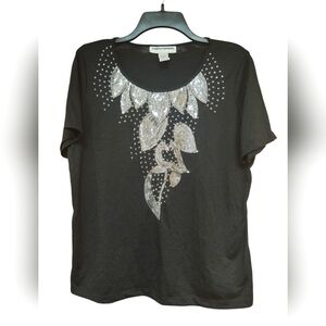EUC Cathy Daniels Black Embellished Women's Top Size M